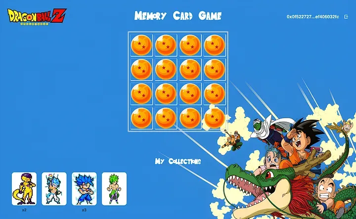 Game start screen with wallet connect