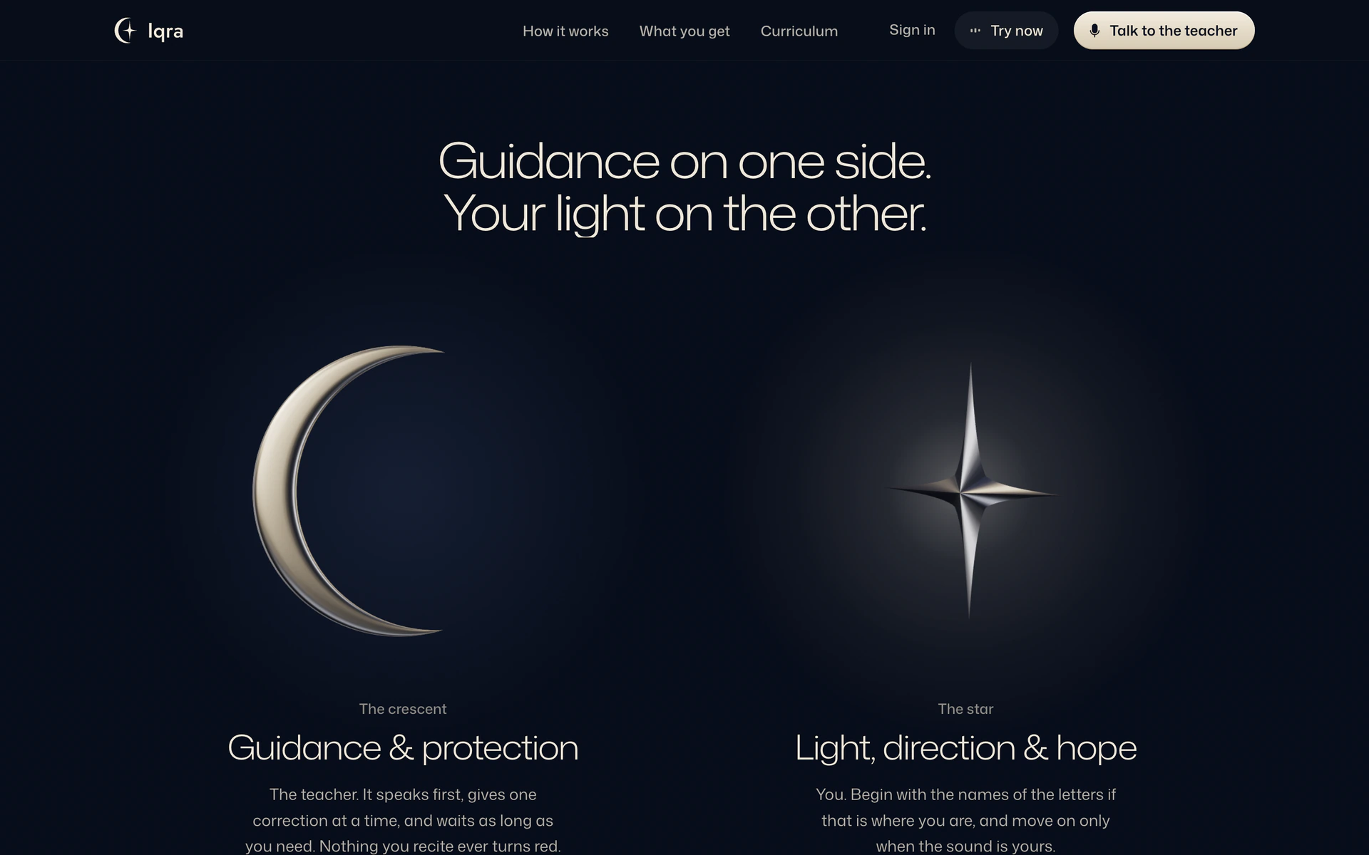 The crescent and the star, the teacher and the learner